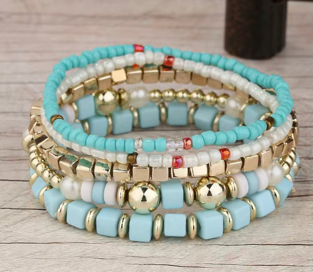 Multi Layered Beaded Bracelet Set