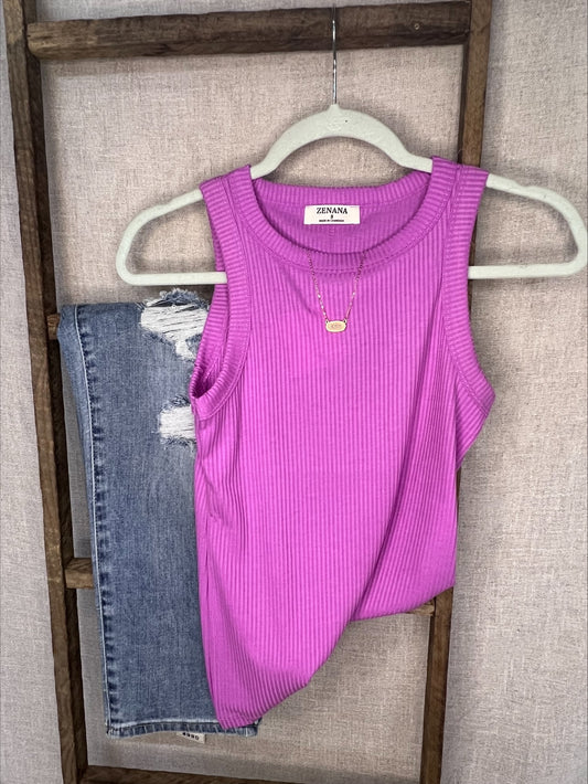 RIBBED SCOOP NECK TANK TOP