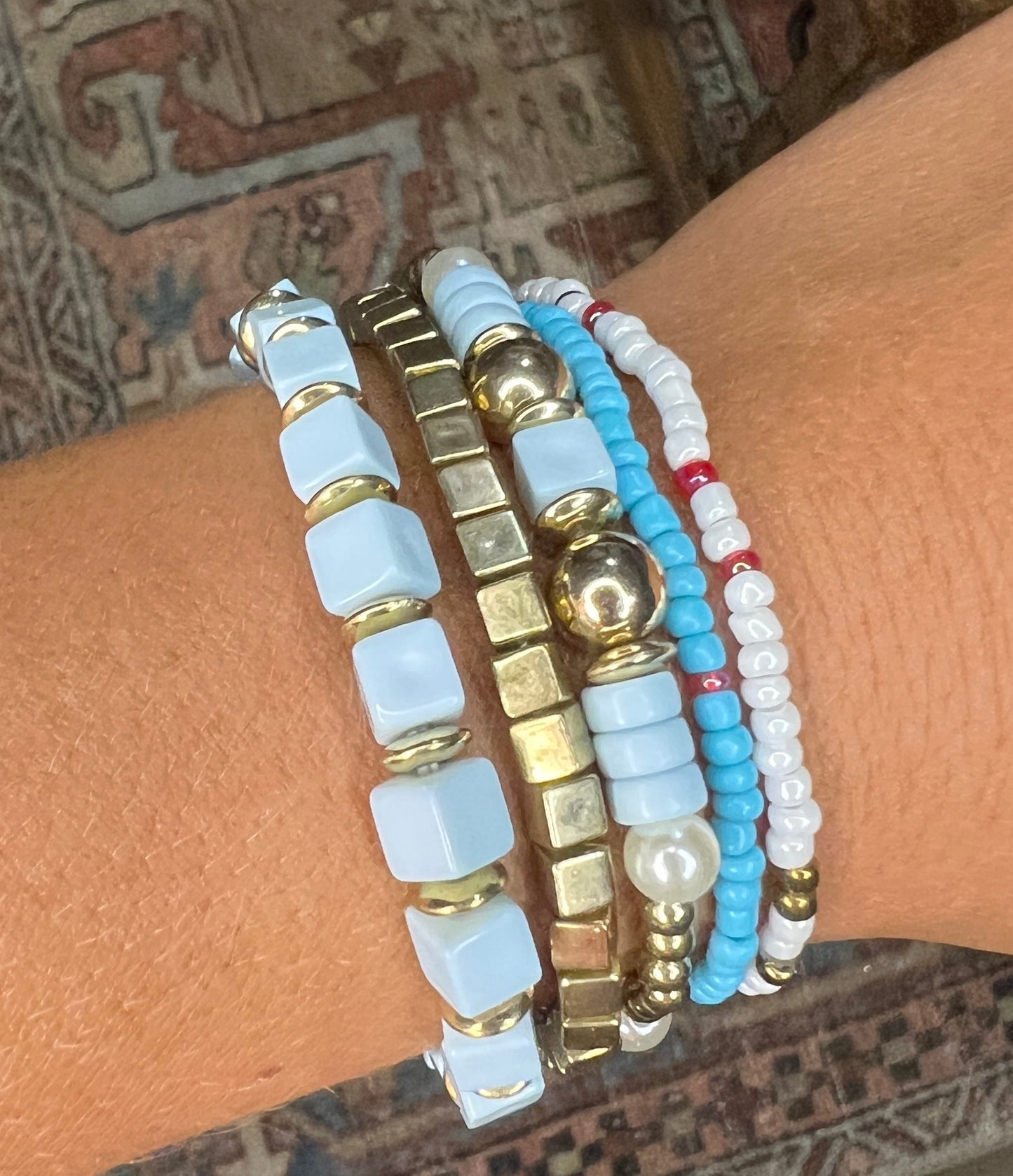 Multi Layered Beaded Bracelet Set